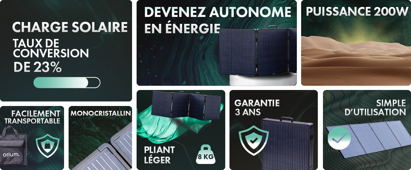 Station d'énergie portable 1200 W + panneau solaire pliant 200 W - Orium