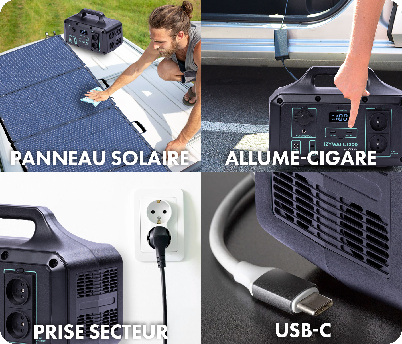 Batterie mobile, autonome, rechargeable Izywatt et panneau souple 120W