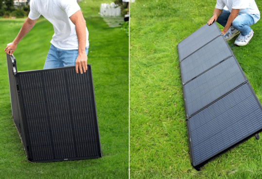 Installation de panneaux solaire pliable économie d'énergie énergie solaire